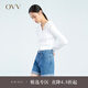 OVV2023春夏新款女裝棉質(zhì)醋酸清爽休閑抽繩連帽長(cháng)袖針織開(kāi)衫外套 漂白（凈色）12 M