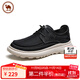駱駝軟底休閑布鞋一腳蹬男鞋套腳透氣防滑帆布鞋P15S046008黑色43