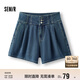 森馬（Semir）牛仔褲女寬松短褲chic百搭2025夏季高腰A字褲甜酷風(fēng)109325122001