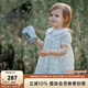 OAK FAMILY夏季新品女童短袖連衣裙法式泡泡袖全棉府綢寶寶裙子 鈴蘭月光 90 cm