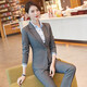 源菲埡職業(yè)裝女套裝長(cháng)袖西裝正裝工作服酒店前臺接待工裝美容院店長(cháng)工服 單件灰色西裝 L
