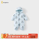 童泰（TONGTAI）嬰兒連體衣冬季純棉夾棉寶寶衣服兒童連帽哈衣爬服抱衣藍色80cm