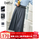 百圖betu女裝秋季新款半身裙簡約顯瘦百褶裙高腰半身裙女2308T60 深灰 M