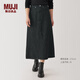 無(wú)印良品（MUJI） 女式 木棉混 牛仔A字裙 長(cháng)半身裙女款裙子秋季 BE1TMA4A 黑色 XL 165/74A