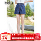 betu百圖女裝高腰百搭牛仔短褲顯瘦A字多色牛仔短褲女2203T59 深藍 L