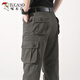 啄木鳥(niǎo)純棉工裝褲男寬松高腰大碼休閑褲戰術(shù)褲多口袋勞保耐磨長(cháng)褲潮流 軍綠色 34 建議145-160斤