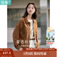 茵曼（INMAN）2025秋冬女裝新款純色翻領(lǐng)口袋單排扣百搭短外套上衣 濃咖啡 M
