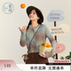 紫涵（ZIHAN）紫涵漸變色短款針織開衫女秋季短款修身顯瘦圓領毛衣外套 綠底咖條 S