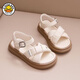 G.duck小黃鴨兒童涼鞋洋氣小女孩新款沙灘鞋中大童軟皮軟底女童公主涼鞋 米白色 （建議腳長(cháng)加1cm下單） 29 （內長(cháng)18.1cm）