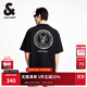 杰克·瓊斯（JACK&JONES）男裝T恤時尚百搭舒適純棉字母刺繡寬松圓領(lǐng)短袖上衣225301092 E40黑色 常規(guī) L （180）