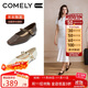 康莉（COMELY）方頭瑪麗珍鞋女25年春季商場(chǎng)新款低跟復古法式小皮鞋 可可啡  39 