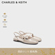 CHARLES&KEITH交叉絆帶平底圓頭亮面涼鞋生日禮物CK1-70920177 Nude肉色 38 （245）