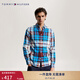 TOMMY HILFIGER秋冬男裝純棉通勤簡(jiǎn)約繡標尖角扣拼色修身格子長(cháng)袖襯衫外套 多色格子0MS XL （推薦：155-160斤）