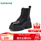 熱風(fēng)厚底馬丁靴女2025年冬季新款增高休閑短靴百搭時(shí)裝靴子女鞋子 01黑色 37