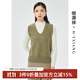 恒源祥羊毛背心女100%純羊毛秋冬季V領(lǐng)無(wú)袖套頭針織毛衣馬甲內搭上衣 亞麻綠 M /165