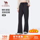 駱駝（CAMEL）運動(dòng)褲女休閑透氣微喇修身針織衛褲子 J25CAVL6016 幻影黑 L