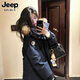 JEEP SPIRIT羽絨服女冬季美式高級男工裝派克服加厚韓版大毛領(lǐng)情侶款外套 藏藍色 S