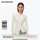 ANN ANDELMAN【明星同款】不規則針織衫女秋款長(cháng)袖開(kāi)衫不對稱(chēng)上衣 米白色 S