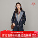 漁漁牌風(fēng)衣女款2023新款秋雙排扣繡花寬松長(cháng)款過(guò)膝風(fēng)衣外套FGFC3002 深藍 XL