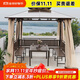 遠茂(YM)遠茂戶(hù)外涼亭庭院活動(dòng)廣告移動(dòng)室外遮陽(yáng)棚四柱亭大遮雨棚擺攤帳篷 3*3m亭+3座板+桌椅+簾 【立柱8cm】