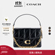 蔻馳（COACH）新款女士Chain Tabby菱格紋絎縫30號鏈條斜挎包真皮女包 B4/黑色