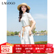 LAGOGO知性柔美白襯衫連衣裙女拉谷谷2025年夏新款輕盈透氣A字裙 本白色 L
