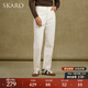 SKARO【親膚丹寧】高腰直筒白色牛仔褲男士商務(wù)休閑褲子秋季長(zhǎng)褲 白色SKF161-1 M （=西褲46碼）