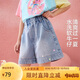 ASK JUNIOR【燙鉆】兒童褲子25夏季中大童牛仔短褲女童直筒褲透氣親膚中褲