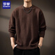 羅蒙（ROMON）美式復古硬漢圓領(lǐng)毛衣男士秋季寬松潮牌內搭針織衫慵懶風(fēng)線(xiàn)衣外套 咖色 XL 適合140-160斤