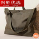 山頭林村復古帆布大容量斜挎包男女通勤手提包學(xué)生上課單肩背包加厚 綠色