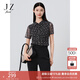 玖姿（JUZUI）商場(chǎng)同款繁星四葉草紗羅短袖襯衫女夏款JWDX60206 花黑 L