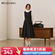 Olrain歐芮兒2025新款女秋季通勤圓領(lǐng)斜扣百褶無(wú)袖背心疊穿連衣裙 深灰色 L