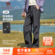 駱駝（CAMEL）加絨傘兵女褲寬松直筒戶外防潑水運動褲 J25CA6L6017 幻影黑 M