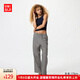 優(yōu)衣庫(kù)女裝法蘭絨舒適長(zhǎng)褲/全棉柔軟寬松直筒休閑褲 新款481486 69 藏青色 M /160/68A