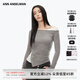 ANN ANDELMAN【明星同款】不規(guī)則斜肩長袖T恤女假兩件上衣秋季 灰色 S