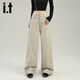 izzue it秋季純棉百搭純色簡(jiǎn)約牛仔褲高級感休閑闊腿褲日常舒適褲子女