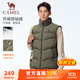 駱駝（CAMEL）三防耐臟羽絨馬甲男90%絨子背心外套 J15CW1L0007 深橄欖 XL