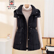 AEMAPE時(shí)尚秋冬加厚棉馬甲女中長(cháng)款可拆卸帽收腰顯瘦棉馬夾洋氣保暖外套 黑色 2XL 140-160斤