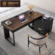 統塔（TONGTA）家用轉角書(shū)桌意式輕奢玻璃辦公桌高級感現代書(shū)房可旋轉巖板電腦桌 1.6米書(shū)桌(左右邊柜-茶色玻璃)