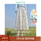 茵曼（INMAN）亞麻歐若風(fēng)薄款植物碎花半身裙女裝2025年夏季新品a字中長(cháng)傘裙子 白底藍花 M