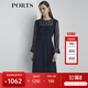 PORTS寶姿商場同款新品女裝喇叭袖蕾絲收腰連衣裙LL8D035KLN002 丈青 M (6)