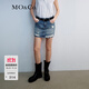 MO&Co.牛仔半身裙微A短裙夏愛(ài)心波點(diǎn)中腰破洞手工磨白甜酷摩安珂 牛仔藍色 M 165