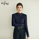 伊芙麗（eifini）蔣欣代言伊芙麗基礎半高領(lǐng)蕾絲邊針織衫羊毛打底衫女25冬新 藏青 S 80-105斤