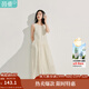 茵曼（INMAN）溫柔風(fēng)氣質(zhì)無(wú)袖背心連衣裙2025夏季女裝新品微光皺感裙子  淺米杏 XL