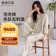 紫色花語(yǔ)【純棉紗布】100%全棉睡衣女士月子服哺乳睡衣春秋季家居服淺藍L