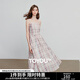 初語(yǔ)法式復古格紋抹胸吊帶裙女2025夏季新款收腰A字裙連衣裙 冰粉色 M