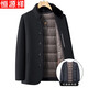 恒源祥雙面尼羊毛呢子大衣男短款立領(lǐng)中年爸爸裝秋冬季外套羽絨內膽
