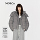 MO&Co.羽絨服90鴨絨可拆卸風(fēng)帽高領(lǐng)蓬松泡芙型廓形龜背摩安珂 中灰色 M 165