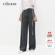 edition西褲女秋新款羊毛精紡深灰色闊腿拖地長(cháng)褲 深灰色 L