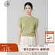 固執（OBSTINATE）【特價(jià)】2025夏季國風(fēng)氣質(zhì)清新綠色短款短袖針織上衣小衫女 綠色 L